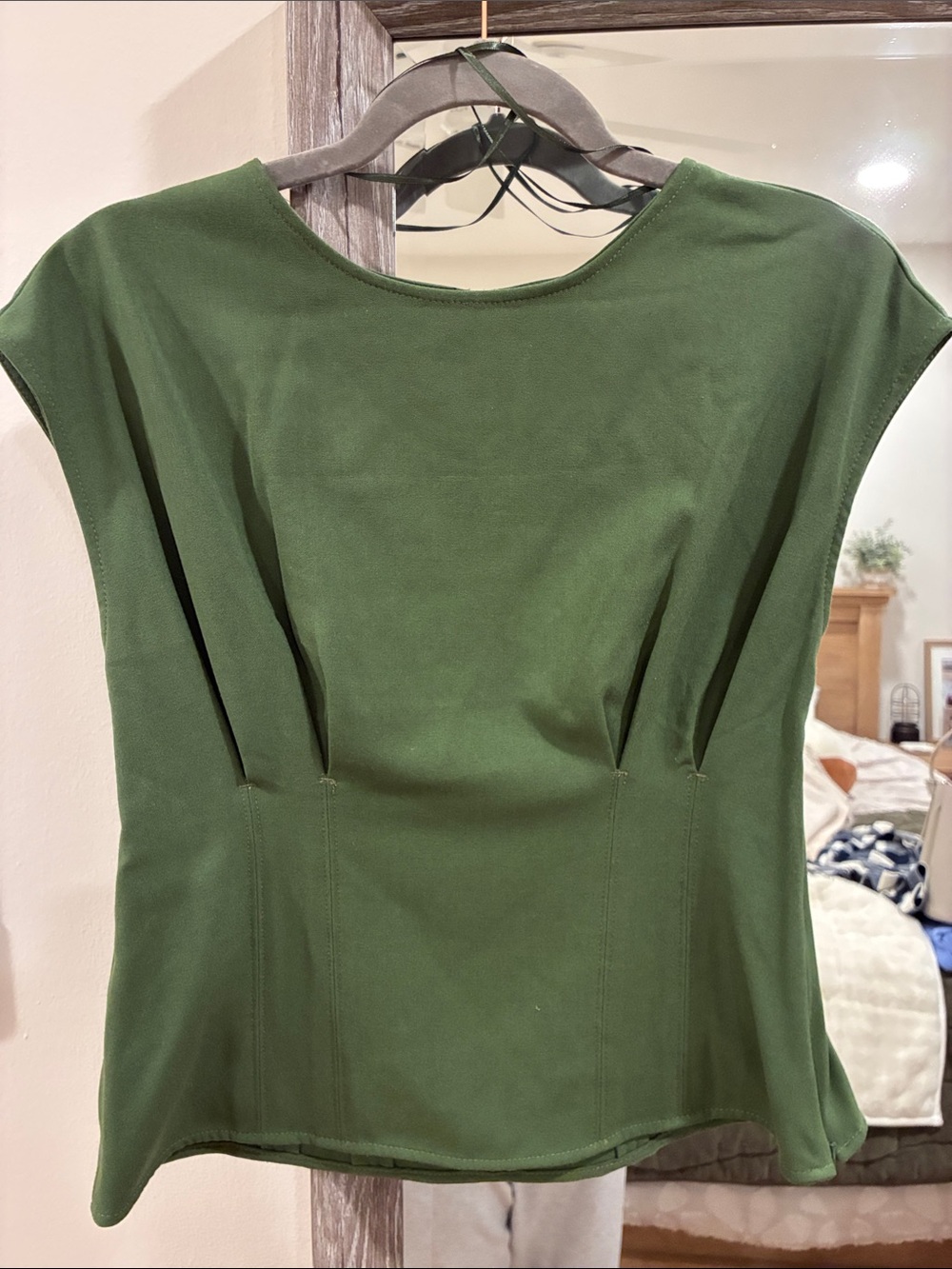 Abercrombie & Fitch Olive Green Cap Sleeve Boatneck Top